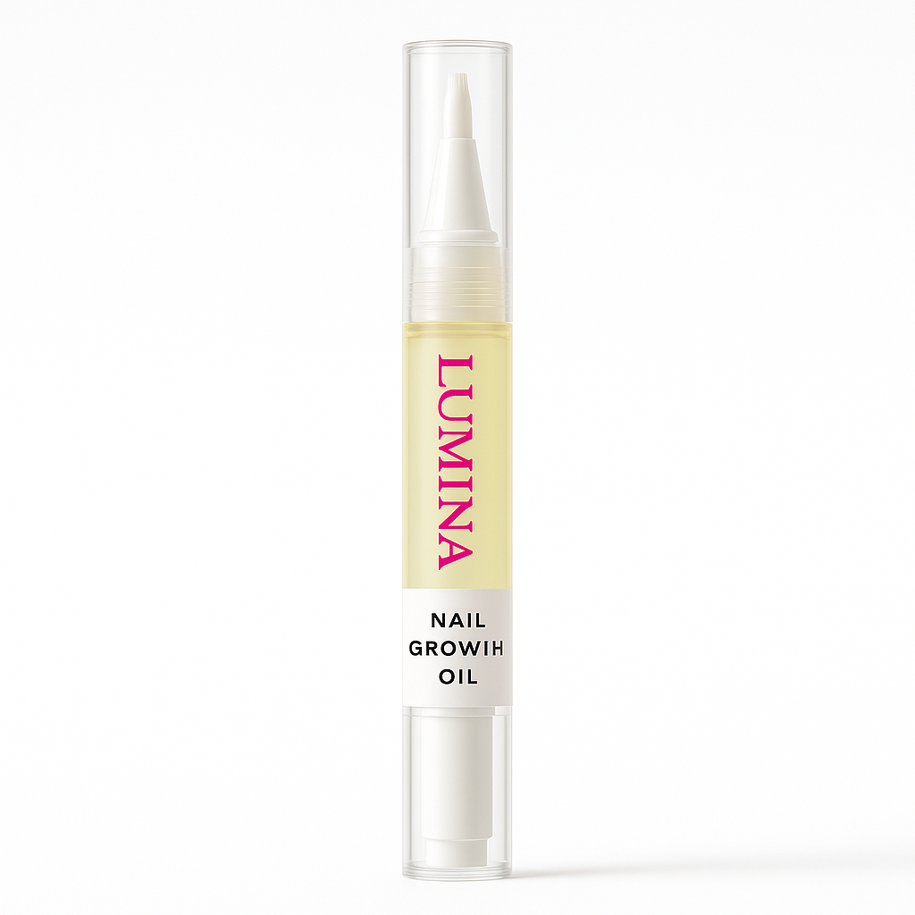 Lumina nail growth oil bottle on a white background