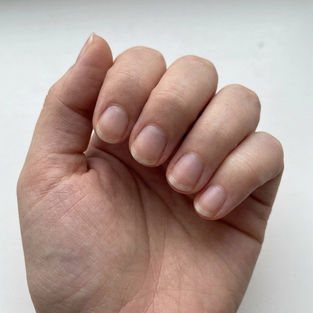 Very short natural nails before Lumina